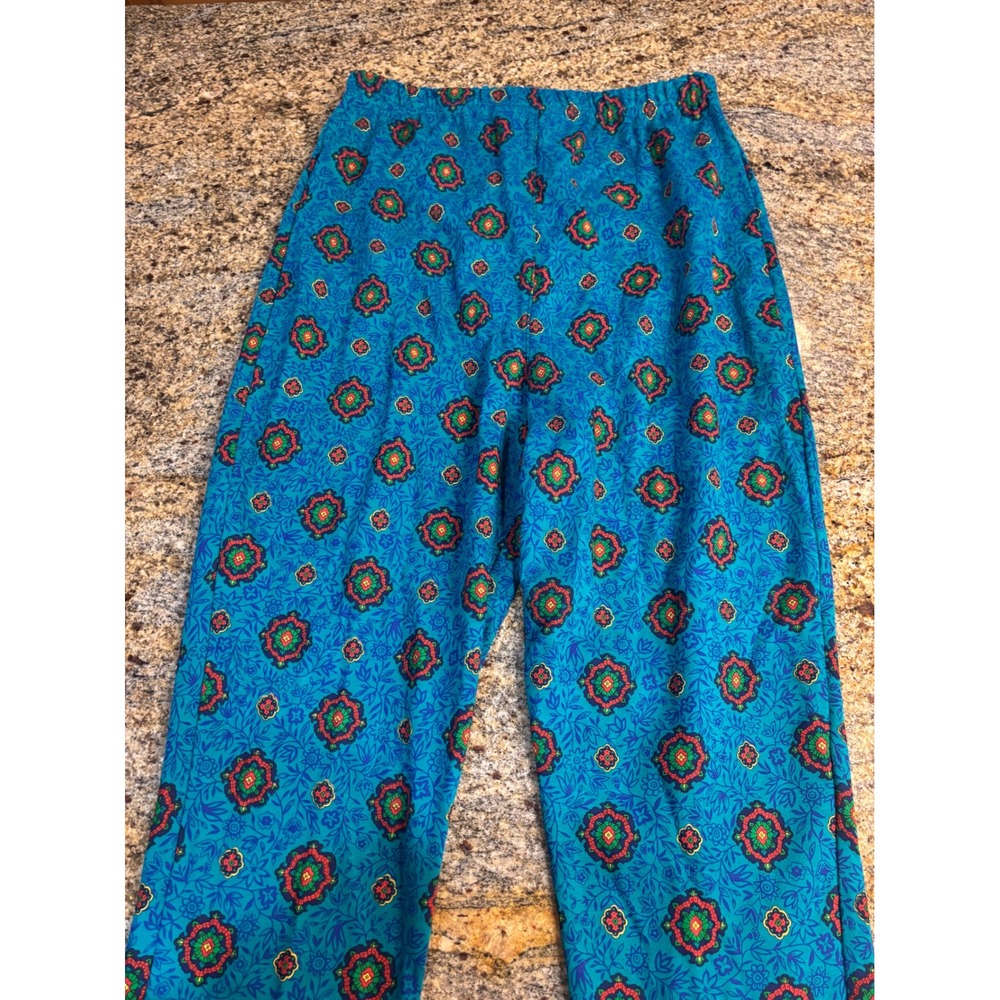 NWT Adrienne Vittadini Sport Vintage Pants Teal‎ Geometric Print Cotton Size L